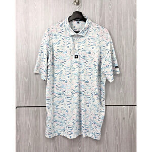 Bad Birdie Golf Polo Shirt Men's XL Abstract Stripe Wildfire Performance Dry Fit